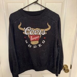 Acid-Wash Coors Banquet Black Crew Neck Sweater